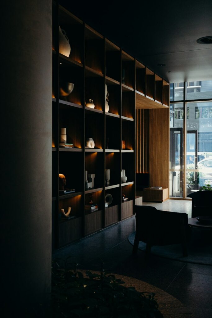Bright, modern residential condominium lobby